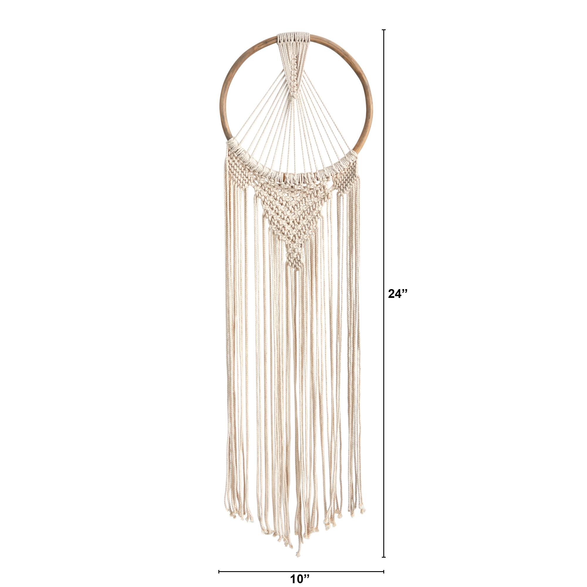 24" x 10" Handmade Bohemian Macrame Dreamcatcher Wall Hanging Decor